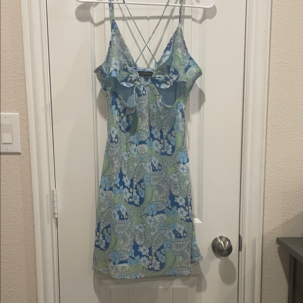 Cotton Candy Blue and Green Paisley Mini Dress